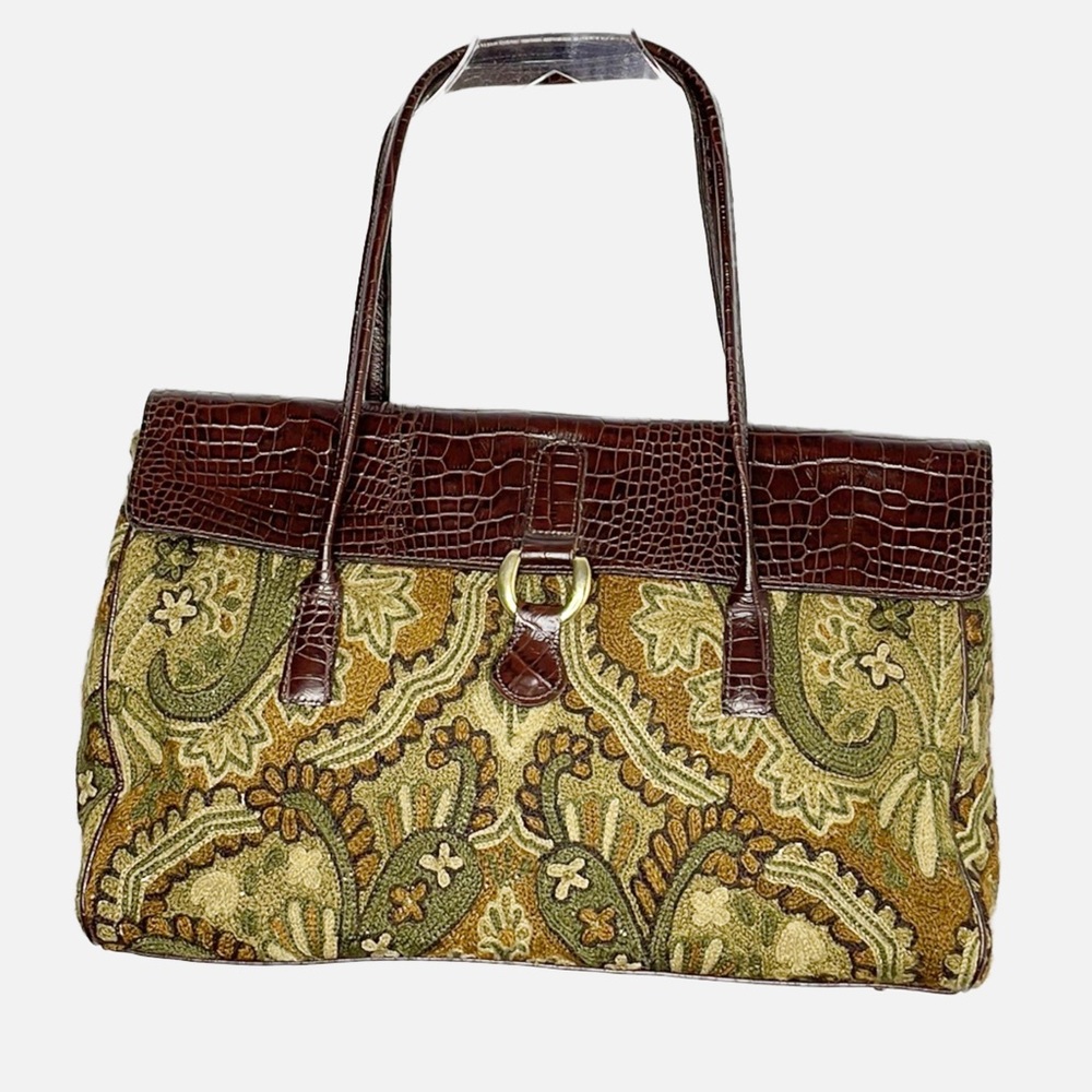 Rare Clever Carriage Company Crewel Embroidered Satchel